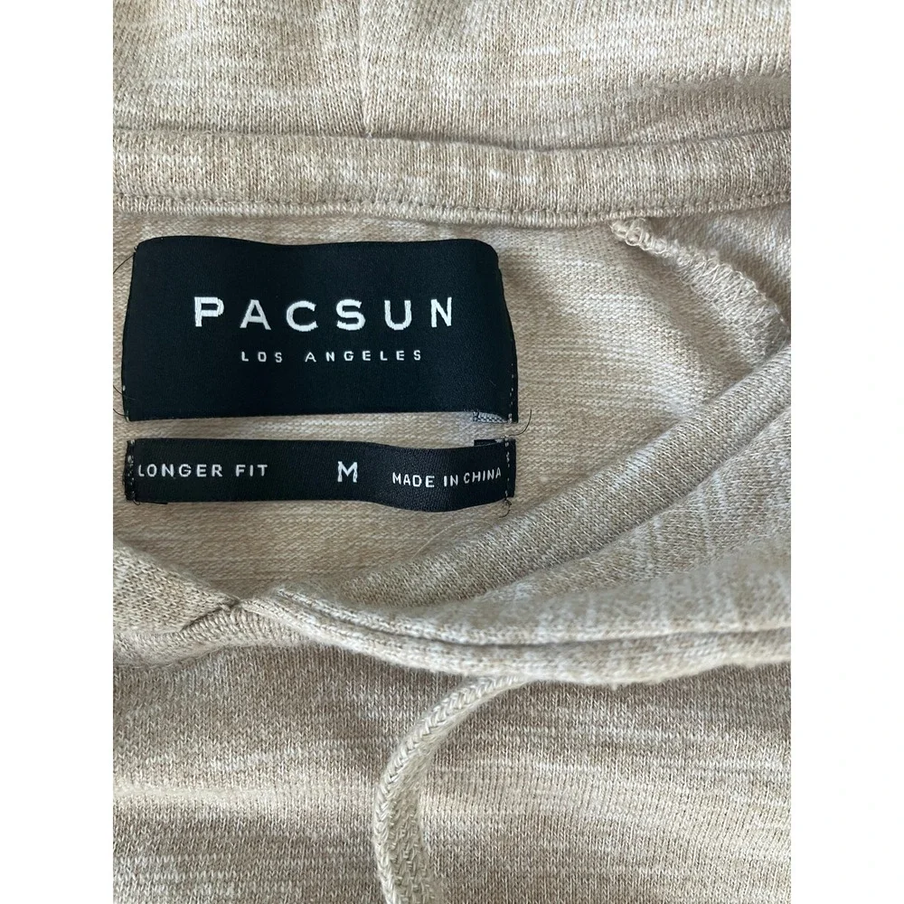 Pacsun Longer Fit Hoodie Beige Raglan Sleeve Pullover Casual Comfy - Picture 4 of 8